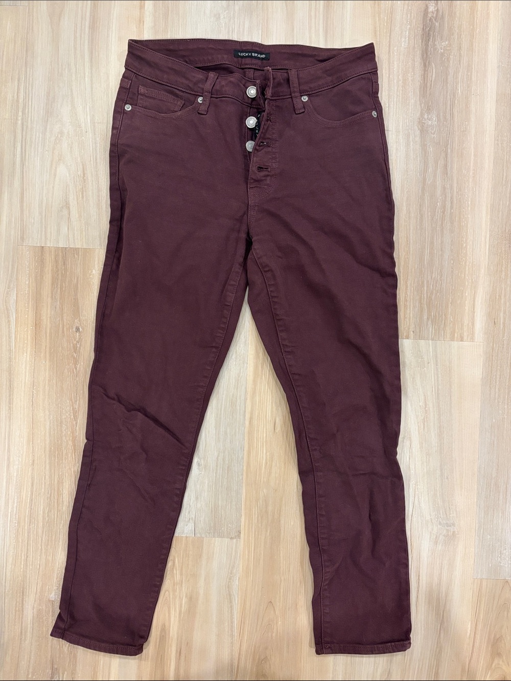 Lucky Brand Women's Mid-Rise Skinny Jeans in Deep Burgundy